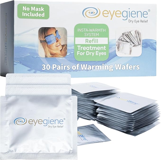 EyeGiene Refill - Insta-Warming Wafers for Self Heating Eye Mask – Warm Compress for Eyes, Multi-Use Heat Treatment for Dryness, Styes, Blepharitis, Portable Heated Eye Mask for Dry Eyes, 30 Pairs