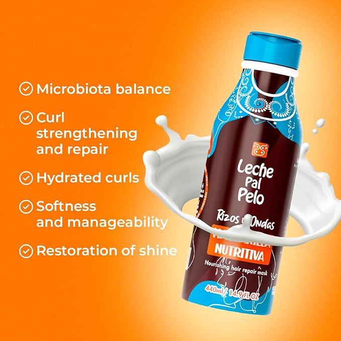 Leche Pal Pelo Rizos Afro Nourishing Hair Mask- deep conditioning treatment for dry damaged & curly hair with Aloe Vera, coconut, olive and avocado Oils. Mascarilla Nutritiva. 14.9 oz