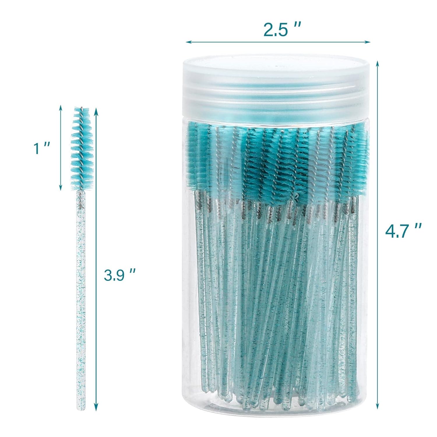 100 Pcs Disposable Mascara Wands, Crystal Eyebrow Spoolies Brush for Eyelash Extensions, Lash Brushes with Container (Blue)