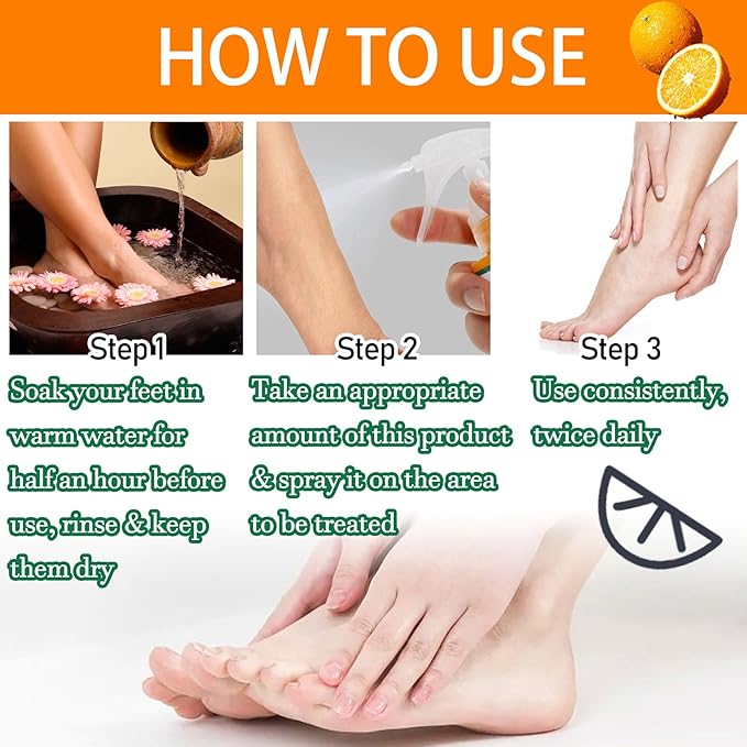 Foot Peel Spray Orange Oil,Refreshing and Moisturizing Foot Exfoliating Cleansing Spray for All Skin Types,Instant Foot Peeling Spray to Remove Dead Skin