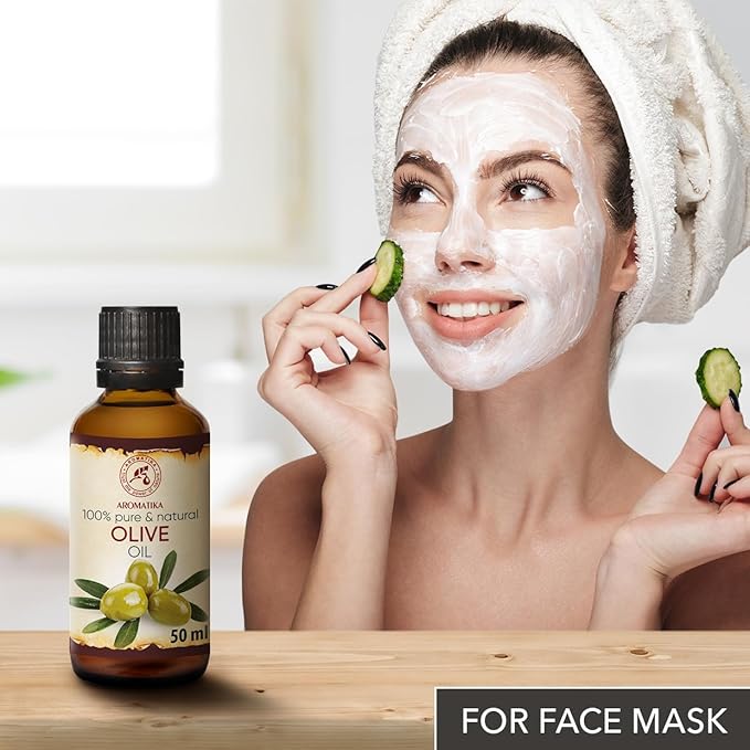 Olive Oil Extra Virgin 1.7 Fl Oz - 100% Pure Unrefined - Best for Hair - Skin - Nails - Lips - Face - Body - Scalp - Great for Beauty - Massage Oil Base - Spa - Olive Oil Cold Pressed - Glass Bottle