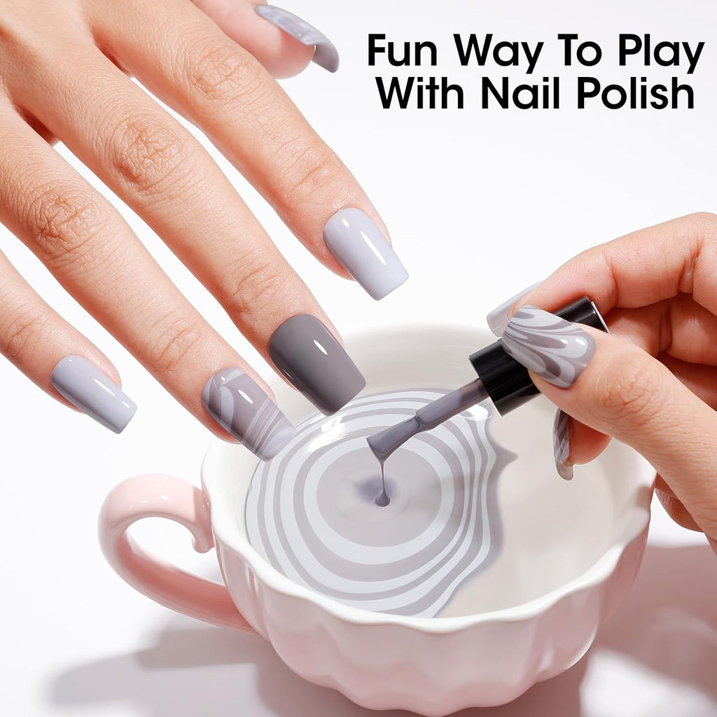 Gellen 4 Colors Black White Gray Nail Polish Set & Base Top Coat, Fall Winter Trendy Winter Black White Grey Regular Nail Polish Quick Air Dry Set for Women DIY Nails Home Salon, Hema Free, Toxin Free