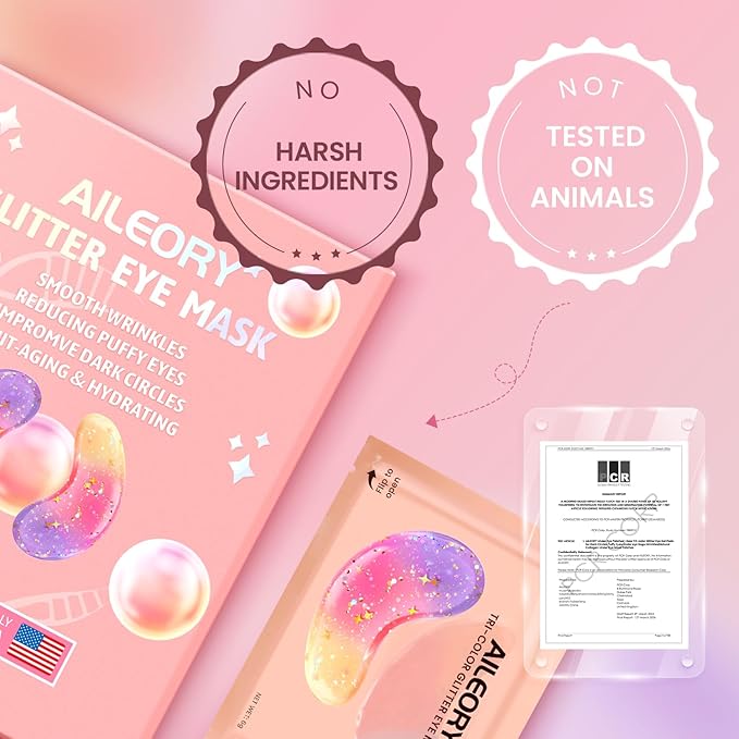 Under Eye Patches (24 Pairs) - New Tri-color Glitter Eye Gel Pads for Dark Circles Puffy Eyes,Under eye Bags,Wrinkles|Natural Collagen Under Eye Mask Patches, Gel Under Eye Patches