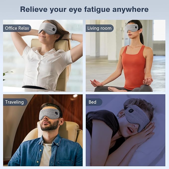 Heated Eye Mask Cordless, Warm Eye Compress for Dry Eyes Stye Blepharitis Chalazion MGD Eye Treatment, Heat Therapy to Unclog Gland, Soothe Tired and Sore Eyes (Gray)