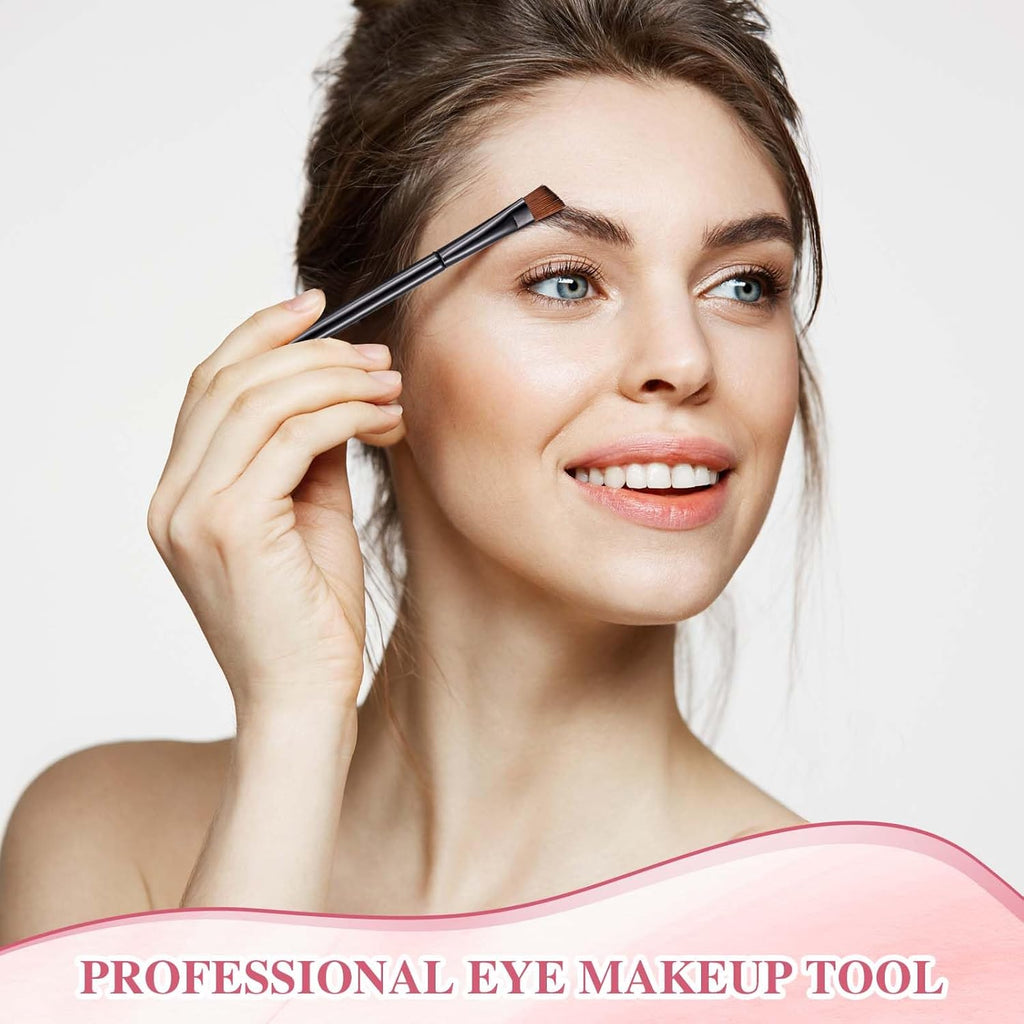 cobee 200 Pcs Disposable Angled Eyebrow Brushes Bulk, Soft Nylon Bristles Eyeliner Makeup Brushes Eyeshadow Applicator