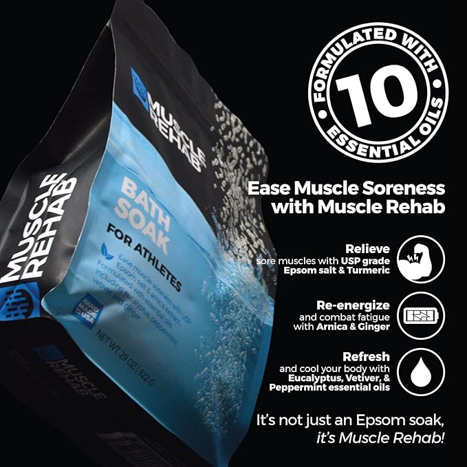 Arnica Infused USP Epsom Salts for Soaking for Pain- 29oz Bag Muscle Recovery Magnesium Bath Soak with Essential Oils, and Turmeric - Ease Tired Muscle & Joint Soother, Foot Baths