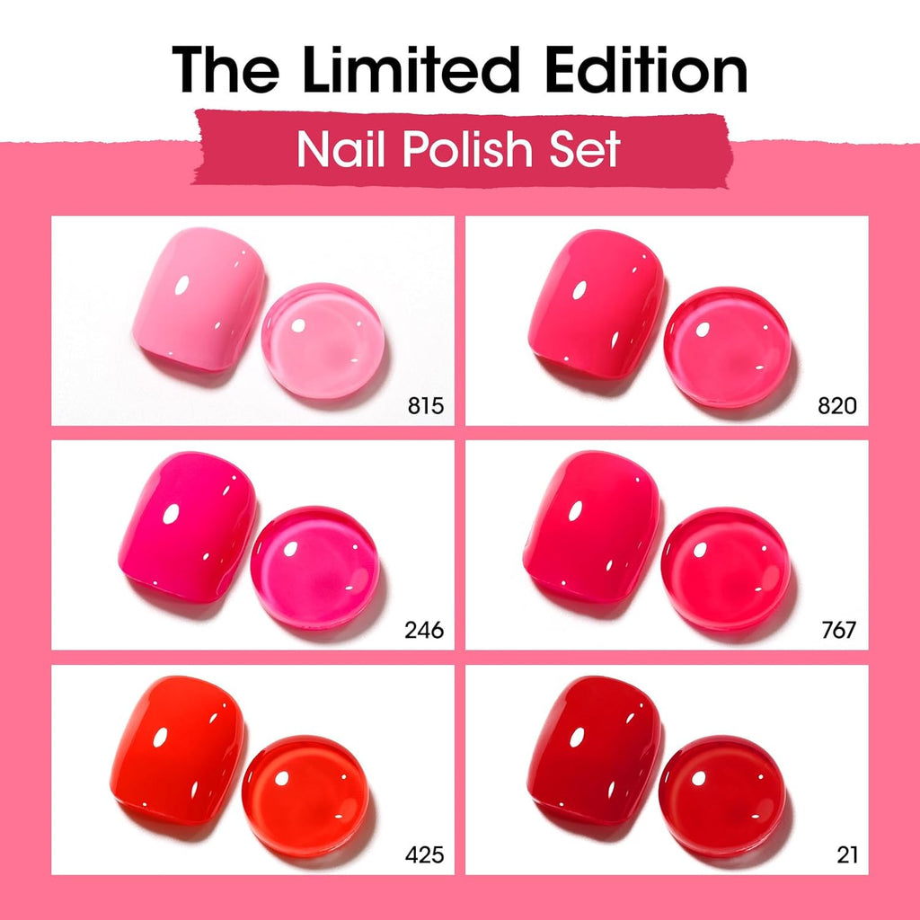 GELLEN Red Pink Nail Polish, Quick Air Dry Natural Traditional Regular Nail Polish Bright Red Hot Pink Set for Acrylic Natural Nails Home Salon, Non Gel, No UV, Chip Resistant, Hema Free, Non-toxic