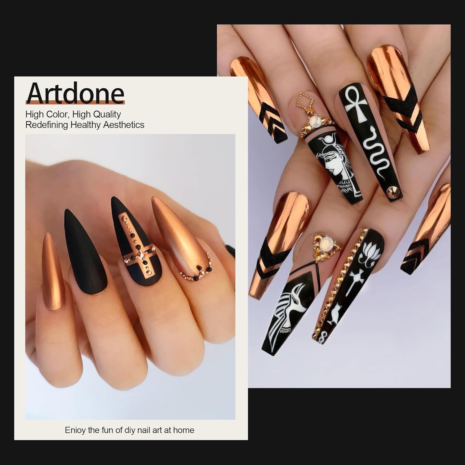 Artdone Chrome Nail Powder, Copper Iridescent Aurora Powder Metallic Mirror Effect Pigment Pearlescent Mermaid Pigment Pearl Glitter Dust Kit, Nail Art Decoration, Resin Craft