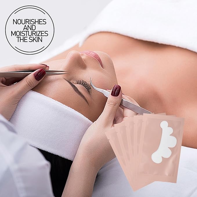 50 Pairs Eye Gel Pads, Lint Free Under Eye Patches for Eyelash Extensions, Premium Eye Mask Beauty Tool Kit (Pink)