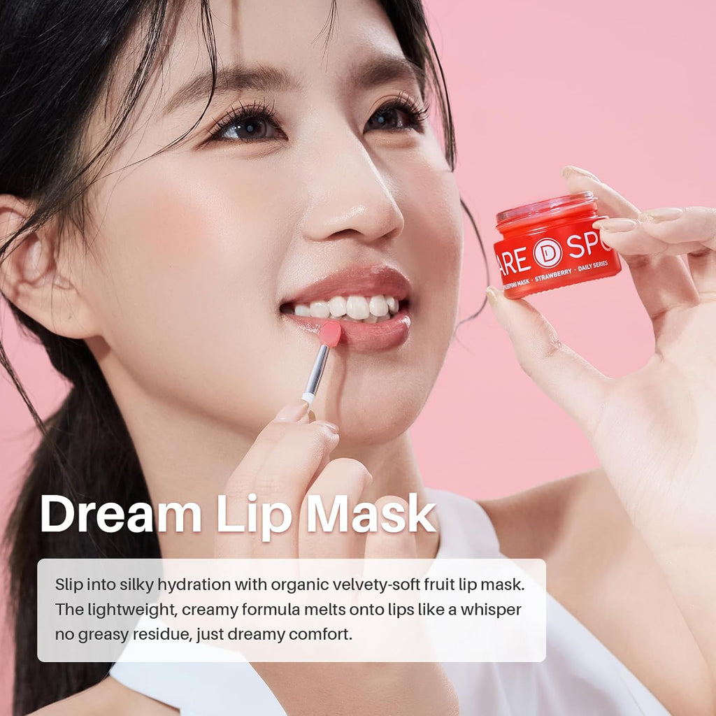 Sleeping Lip Mask Strawberry - Overnight Lip Treatment, Lip Care Hydration, Repair for Dry Cracked Lips, Vitamin C, Soft and Nourished Lips Overnight, Christmas, with Shea Butter - 0.42 Fl Oz