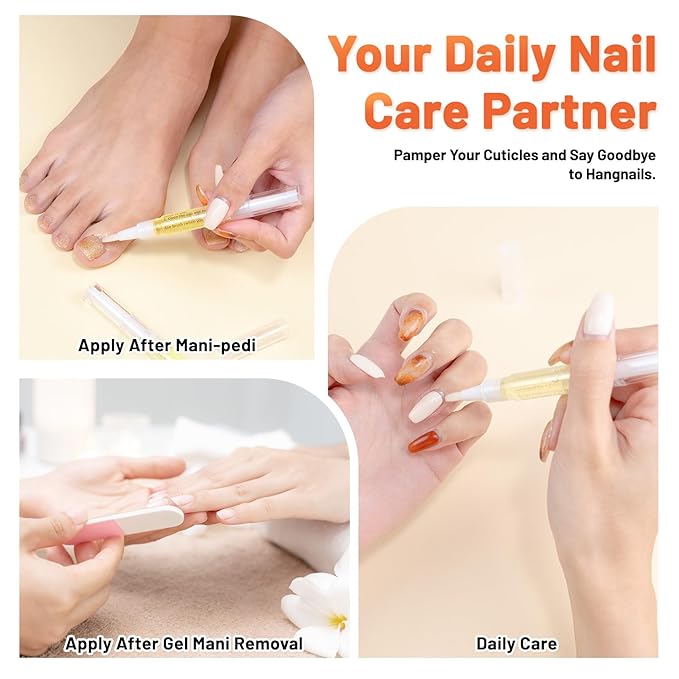 Meschett 2PCS Cuticle Oil Pens for Nail Care,Cuticle Revitalizer Oil Pen with Soft Brush,Cuticle Oil to Prevent Nail Cracking and Dry (Pineapple & Lemon Flavor)