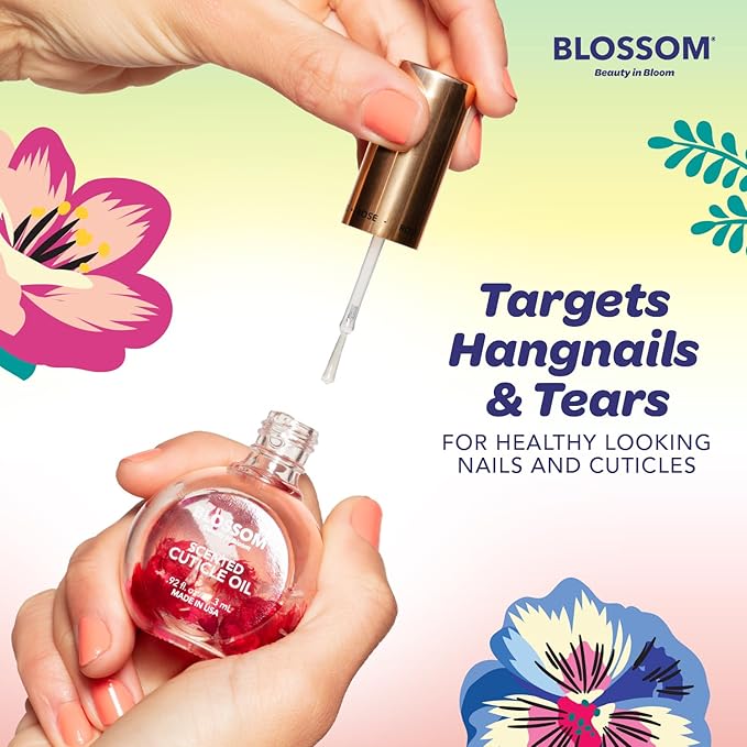 Blossom Hydrating, Moisturizing, Strengthening, Scented Cuticle Oil, Infused with Real Flowers, Made in USA, 1.84 fl. oz, 2 Pack Bundle, Cherry + Honeysuckle