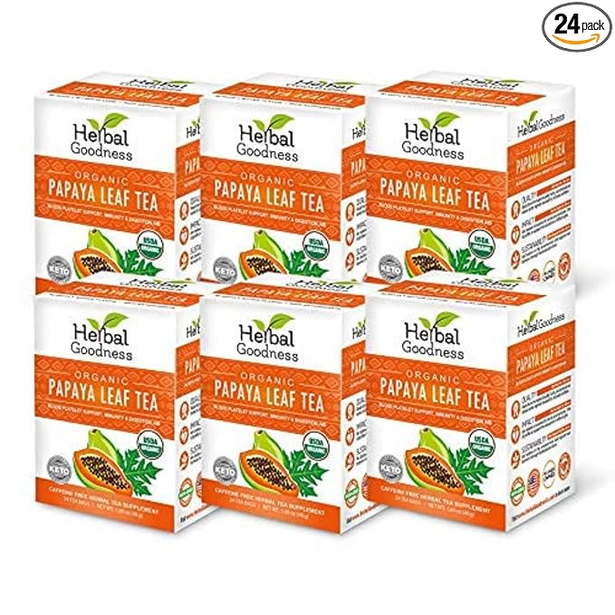 100% Organic Papaya Leaf Tea 24 Teabags Organic - Case of 6/24 Teabags
