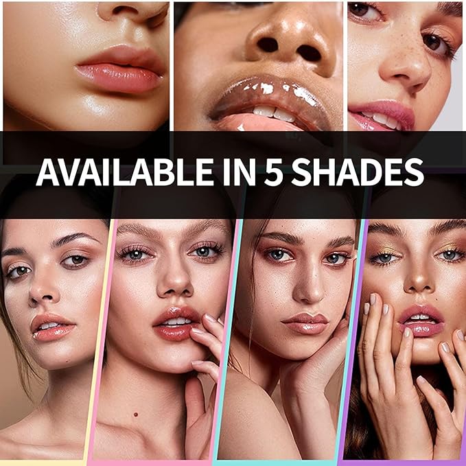 Plumping Lip Oil, Hydrating Gloss Tinted Lip Balm Transparent Lip Care, Big Brush Head Glitter Shine, Long Lasting Nourishing Non-sticky Fresh Texture(2PCS ROSEWOOD)