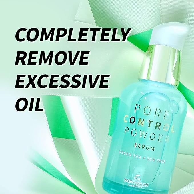 THE SKIN HOUSE 1.69 fl.oz Pore Control Powder Serum, Sebum Control, Soothing | Enlarged Pores, Oily Skin | Green Tea, Panthenol, Tea Tree | Lightweight, Korean Skincare, 50ml