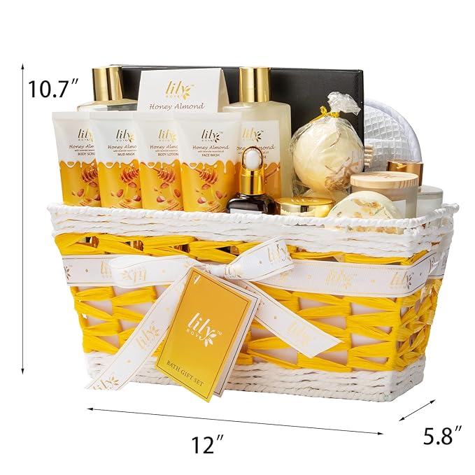 Mothers Day Gifts for Mom - 18-Piece Luxury Bath & Body Gift Basket Set for Women, Spa Gift Basket Self Care & Pampering Gifts for Her | Christmas, Birthday Gifts, All Occasion Present with Bath Bomb