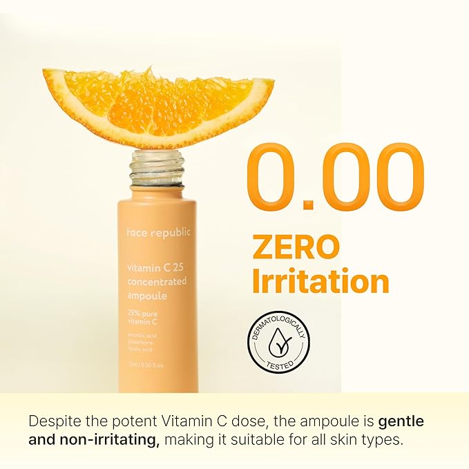 Face Republic Vitamin C 25 Concentrated Ampoule | 25% Ascorbic Acid, Glutathione, Antioxidants | No Irritation, Improve Skin Tone | Radiant Skin