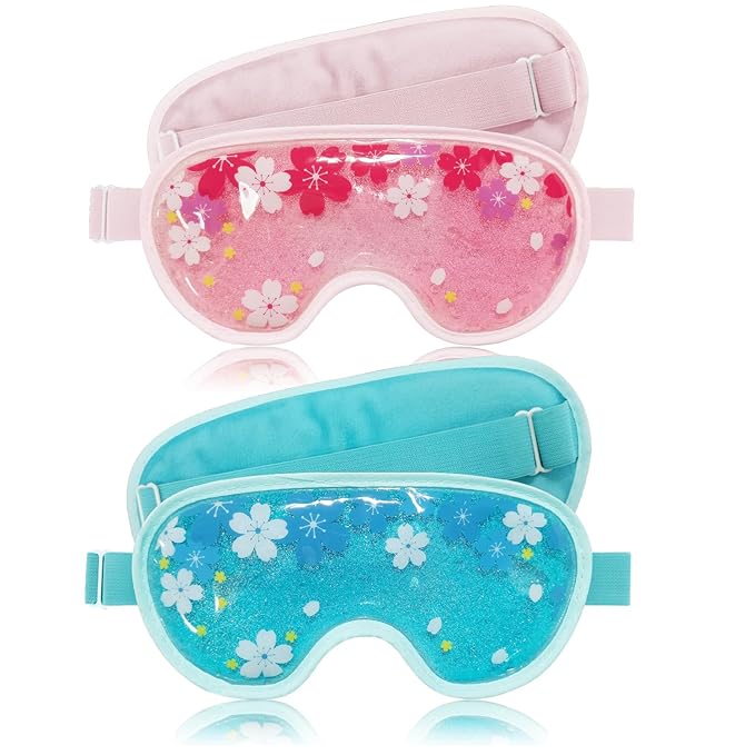 ZNÖCUETÖD Ice Mask Gel Cooling 2 Packs Reusable Cold Compress Eye Ice Pack for Dark Circles and Puffiness, Migraine, Stress Relief