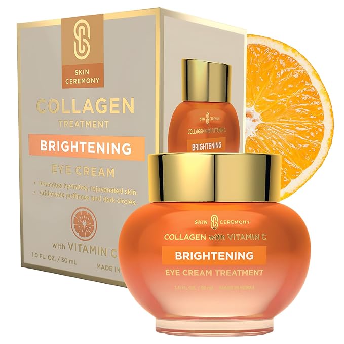 Collagen & Vitamin C Eye Cream - Hydrates, Reduces Puffiness & Dark Circles - Dermatologist Tested, Korean Skin Care for All Skin Types - 1.0 Fl. Oz