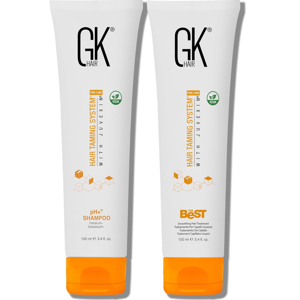 GK HAIR Global Keratin Professional Brazilian Keratin Hair Treatment Kit (100ml/3.4 Fl. Oz.) With PH shampoo- The Best Smoothing & Strengthening to make Hair Healthy - Formaldehyde free, Sulfate-free