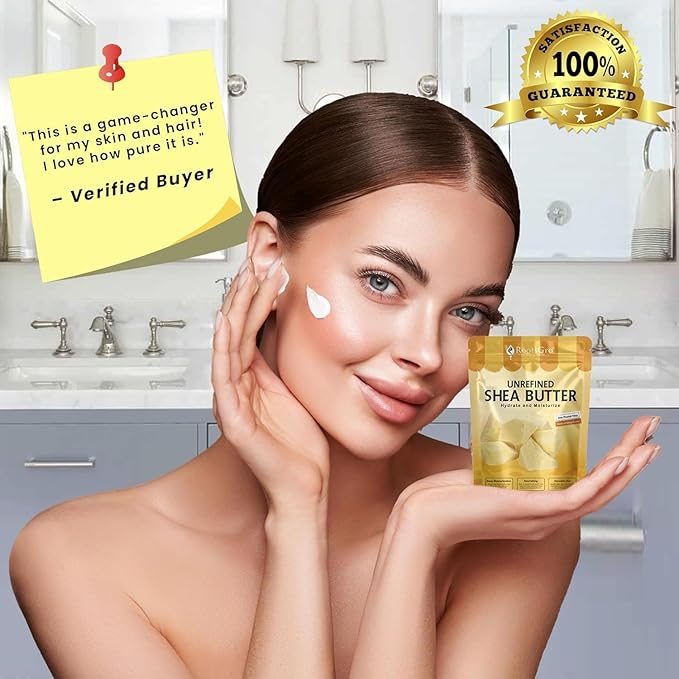 Unrefined Raw Shea Butter 16 Oz, Unprocessed Shea Butter, Moisturizer for Skin & Hair, Maximum Potency with Essential Nutrients, Nourishing, Vitamin-Rich, Non-Greasy - Suitable for All