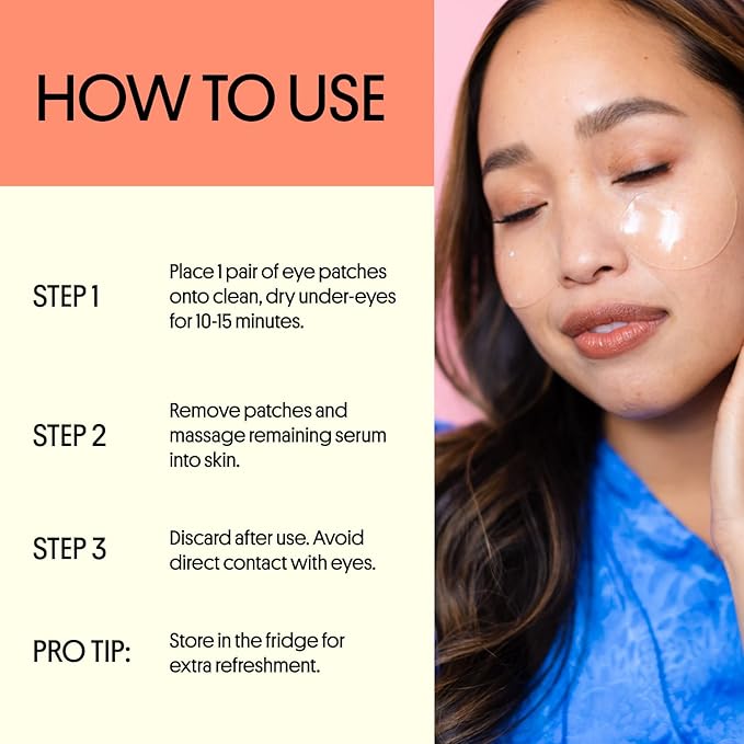 Winky Lux Wakey Wakey Hydrogel Eye Patches, Under Eye Patches, For Puffiness, Dark Circles, and Bags with Caffeine, Vitamin C, and Hyaluronic Acid