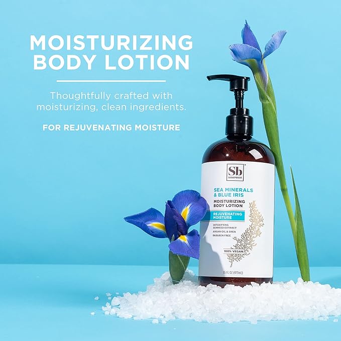 Soapbox Body Lotion, Sea Minerals & Blue Iris Moisturizing Body Cream, Vegan, Natural & Cruelty Free Hydrating Hand Lotion Refill for Dry Skin - Gallon Size for Home & Professional