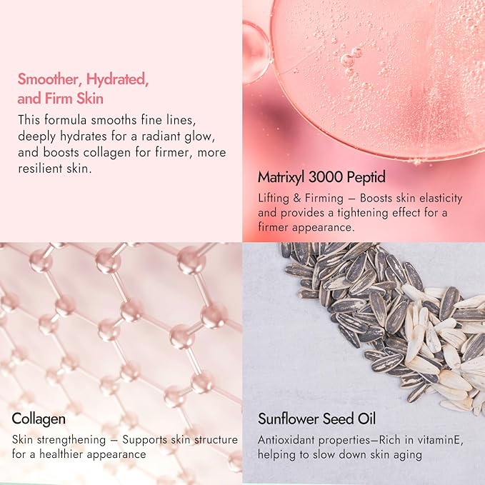 Complex Collagen Serum with Peptides (3oz) Lifting, Firming, and Skin-Supporting Formula for Plump, Youthful-Looking Skin, Easter Gift, Mother's Day Gifts