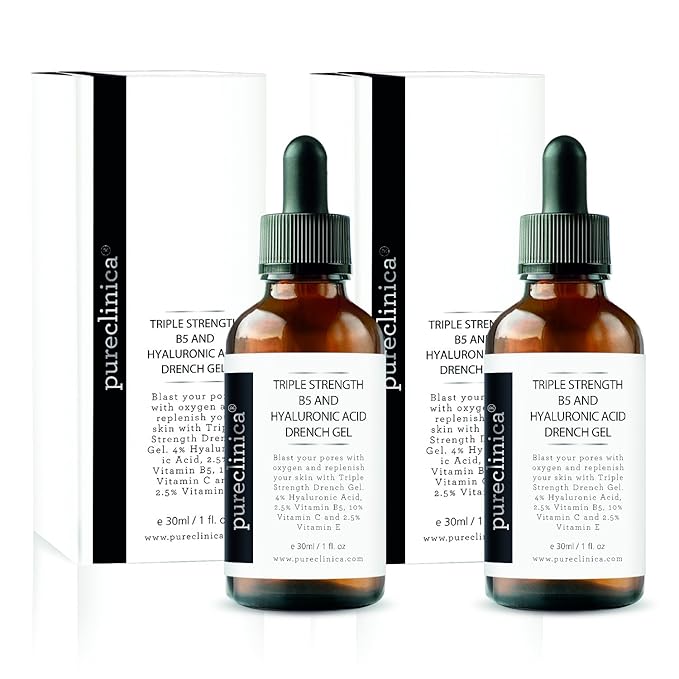 Triple Strength B5 (6.5%) and Hyaluronic Acid (4%) Drench Gel (w/Vit C 10% and E 2.5%) – 30ml / 1 fl oz (2 bottles)