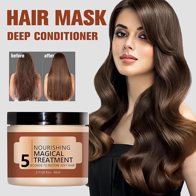 Nourishing Magical Treatment,Hair Repair Cream,Magical Hair Mask,5 Seconds to Restore Soft Hair,Deep Conditioning Hair Mask for Dry Damaged Hair (2pcs)