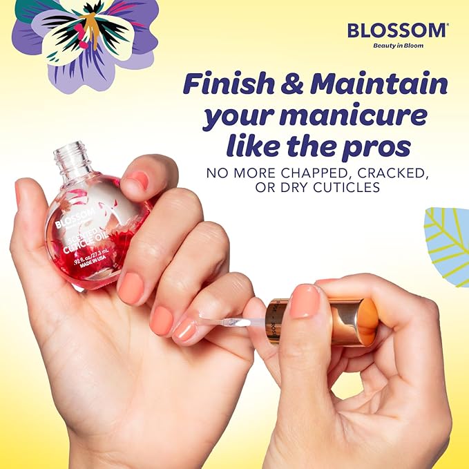 Blossom Cuticle Oil for Nails, Hydrating, Moisturizing, Scented Nail Oil Cuticle Care, Infused with Real Flowers, Made in USA, 0.5 fl. oz, Amazon Exclusive, Lemon Cookie