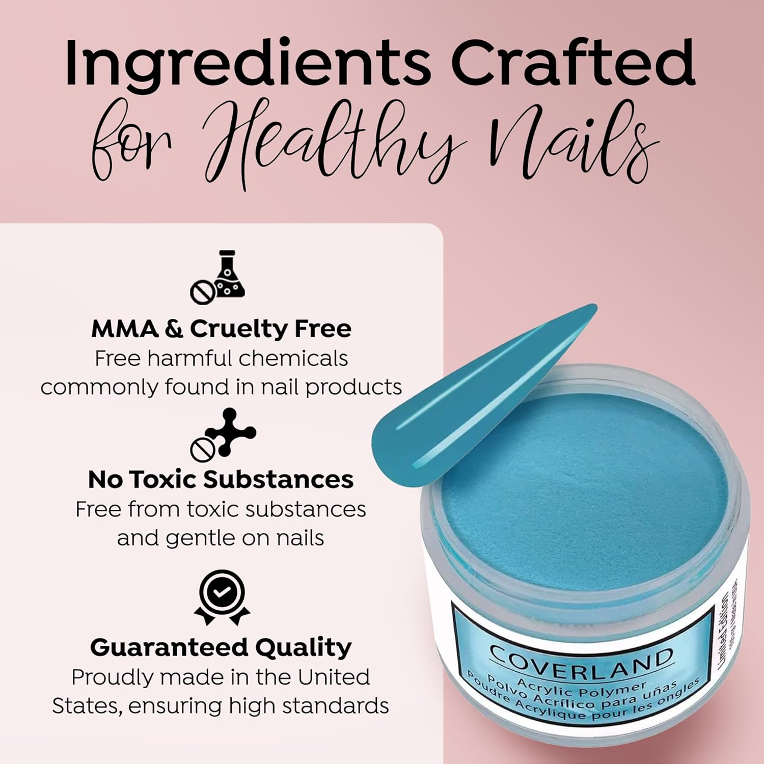 Tones Coverland Acrylic Nail Powder "Life Is Your Creation" - Limited Edition Acrylic Powder for Nail Design, Sculpting, and Masking Nail Bed Imperfections - (1.5 Oz)