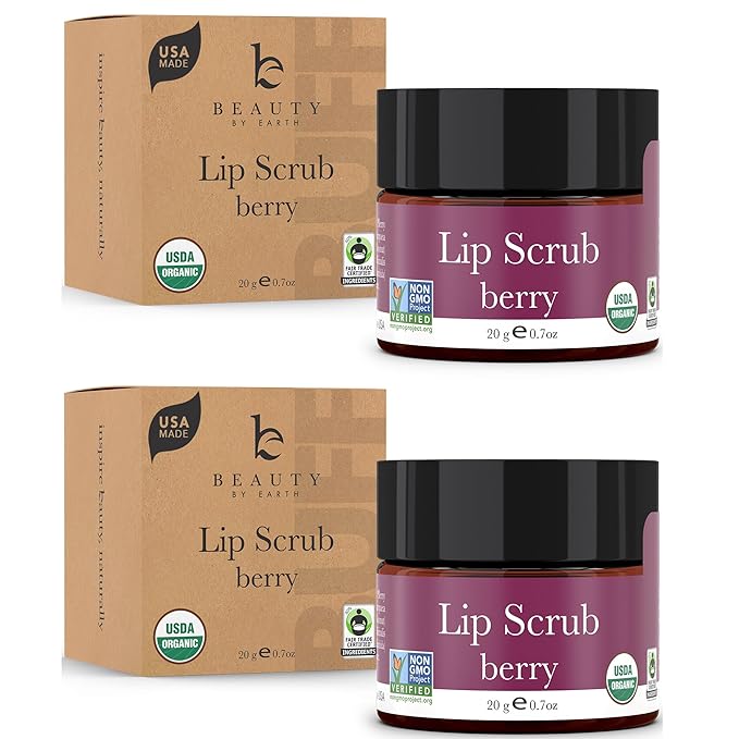 Lip Scrub Exfoliator Berry - USA Made Sugar Lip Scrubber with Natural & Organic Ingredients