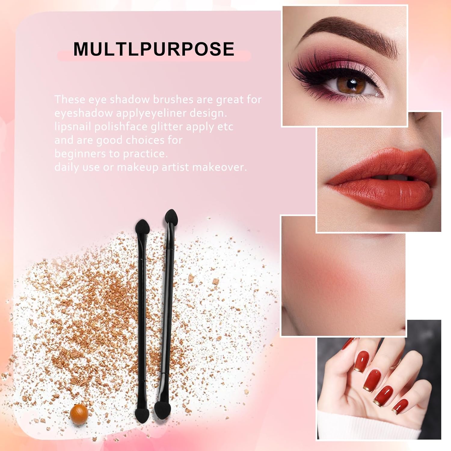 30 PCS Professional Disposable Dual Side Sponge Eyeshadow Brush, Double Head Eye shadow Brushes Makeup Applicator Cosmetic Tools(Length: 12 cm, Round Handle, Black)