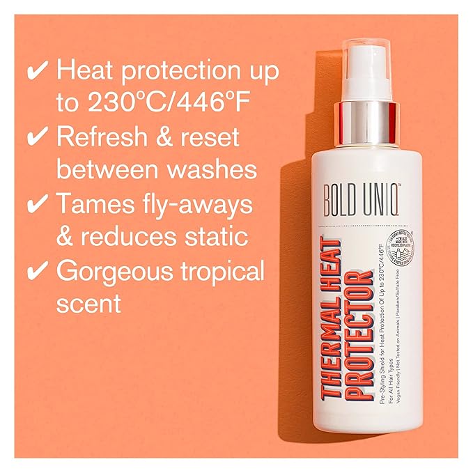 BOLD UNIQ Heat Protectant Spray & Boldplex 3 Bundle for Hair: Thermal Protector up to 450ºF, Bond Repair Protein Treatment Mask for Dry, Damaged Hair - Paraben & Sulfate-Free