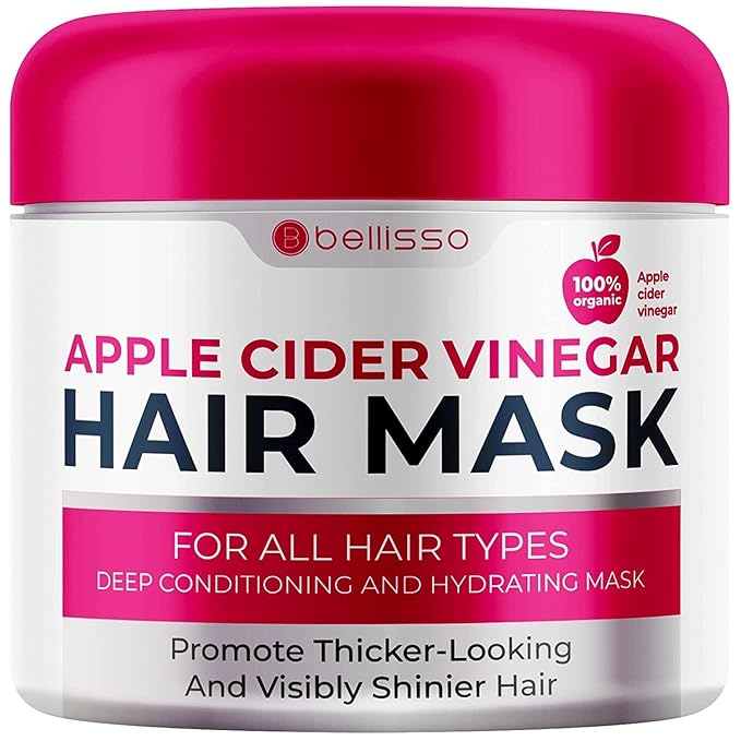 Apple Cider Vinegar Deep Conditioning Mask - Treatment for Dry Damaged Hair and Split End Repair - Sulfate Free Formula with Collagen, Keratin and Argan Oil - For Flaky Scalp and Dandruff Relief