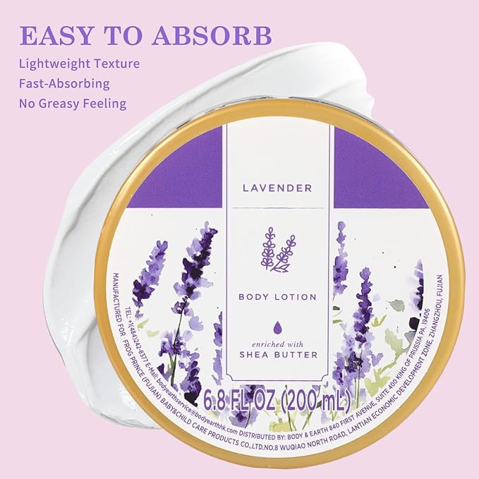 Princess Belle Lavender Body Lotion, Shea Butter Lotion for Women and Men Dry Skin, Deep Moisturizing, Hydrating and Softening, Smell Good, 200ml(6.8floz)