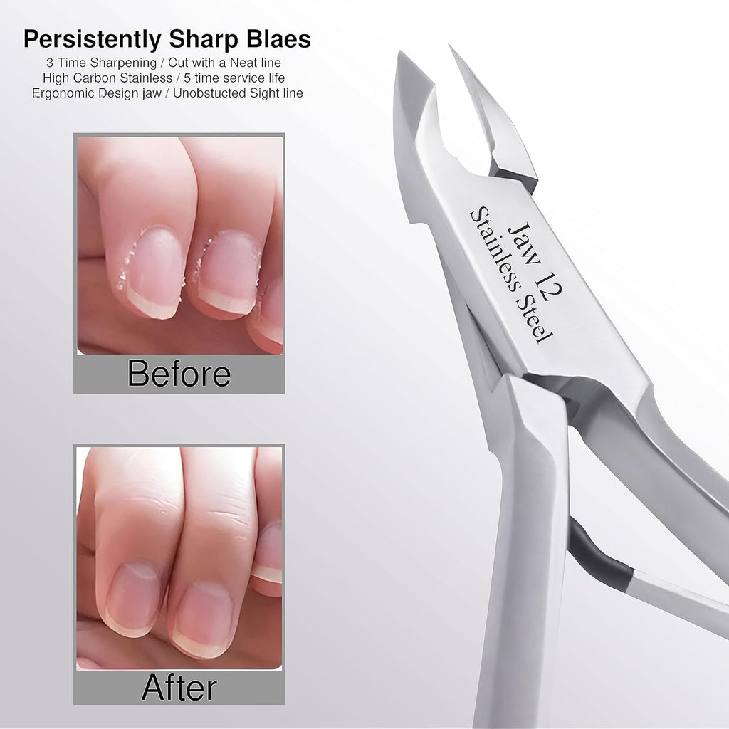 UM Supplies Cuticle Trimmer | Hangnail Remover | Extremely Sharp | Professional Cuticle Nippers | Stainless Steel | Cuticle clippers | Pedicure Manicure Tool I Jaw12 (4mm)