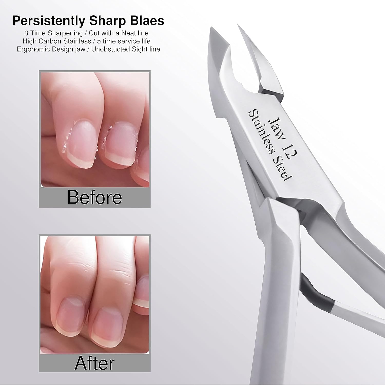 UM Supplies Cuticle Trimmer | Hangnail Remover | Extremely Sharp | Professional Cuticle Nippers | Stainless Steel | Cuticle clippers | Pedicure Manicure Tool I Jaw12 (4mm)