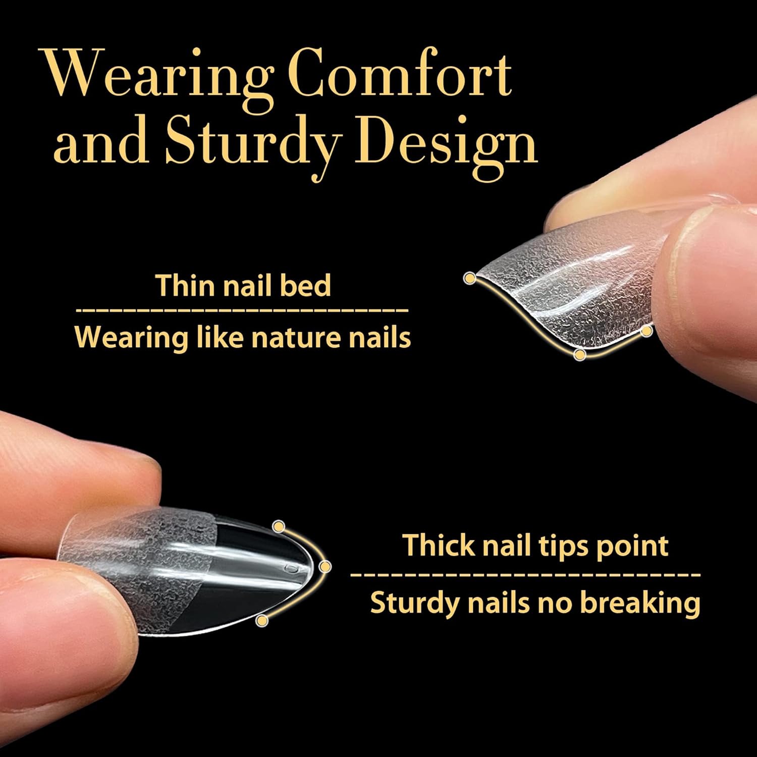 UNA GELLA 504Pcs Medium Pointed Almond Nail Tips, Pre-shape Almond Gel Nail Tips Half Matte Full Cover Acrylic Clear Press on Fake Nails Tips for Nail Extension Nail Art DIY Salon 12 Sizes