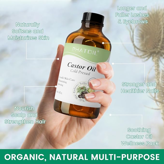 Castor Oil Organic Cold Pressed 118ML and Basil Body Oil 260ML