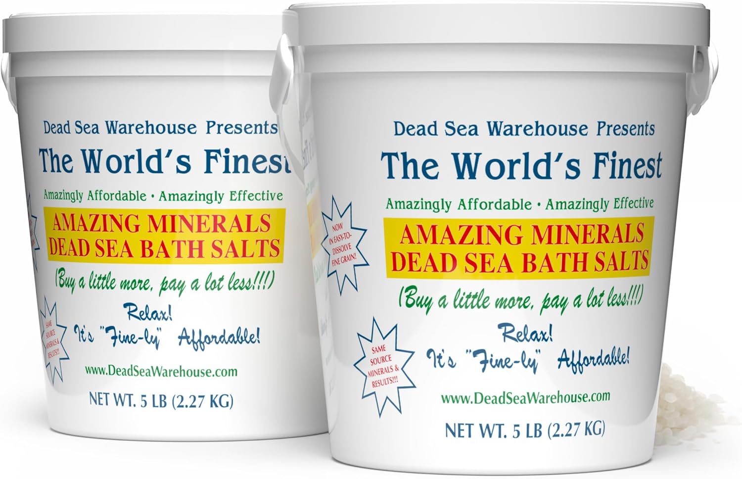 Dead Sea Warehouse - Dead Sea Salts for Soaking - 100% Dead Sea Mineral Bath Salts - Great for Soothing Muscles Aches, Relaxation, Alleviate Skin Issues - Unscented - 5lbs - 2 Pack