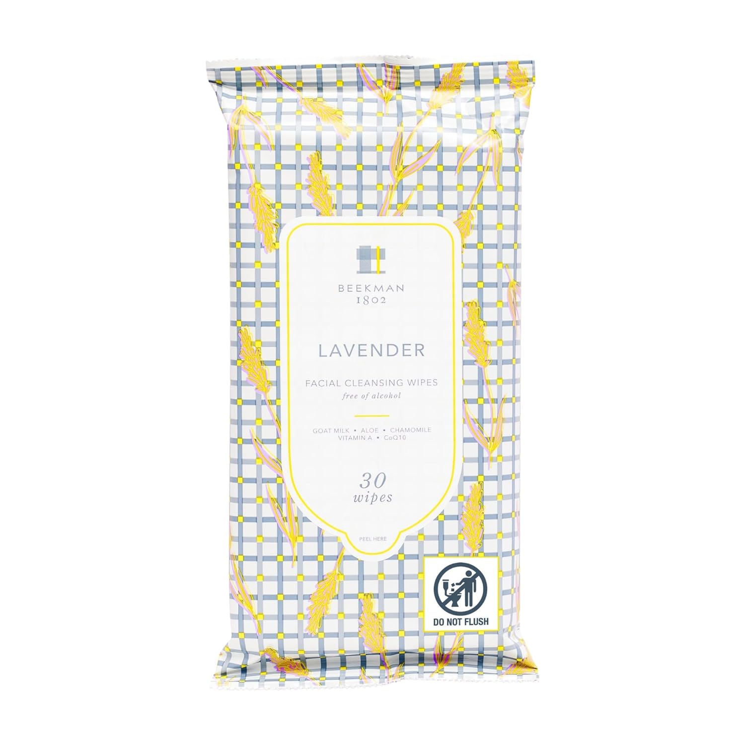 Beekman 1802 Face & Body Wipes, Lavender - Scented - 30 Count - Cleanses - With Goat Milk, Aloe & Vitamin E - Alcohol Free, Biodegradable - Good for Sensitive Skin - Cruelty Free