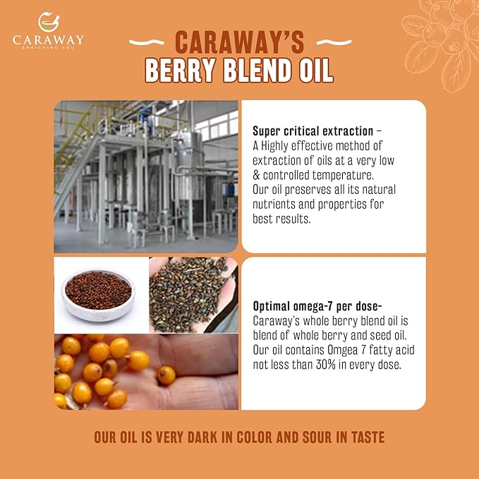CARAWAY Sea Buckthorn Oil – Whole Berry – 1 Fl Oz | Super Critical Extract of Himalayan Sea Buckthorn Berries rich in Omega-7 Fatty Acids