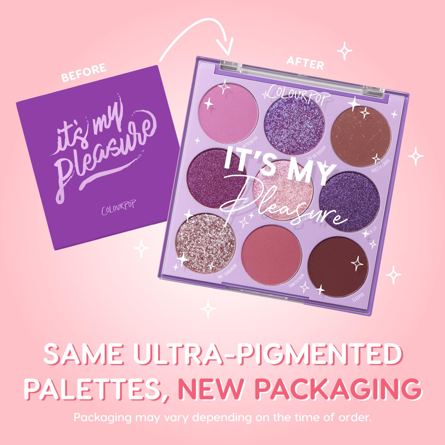 ColourPop Eyeshadow Palette - Eye Makeup Palette with Matte, Metallic, Matte Sparkle & Glitter Finishes - High-Pigment Eye Makeup with a Long-Wearing Formula - It's My Pleasure (0.3 oz)