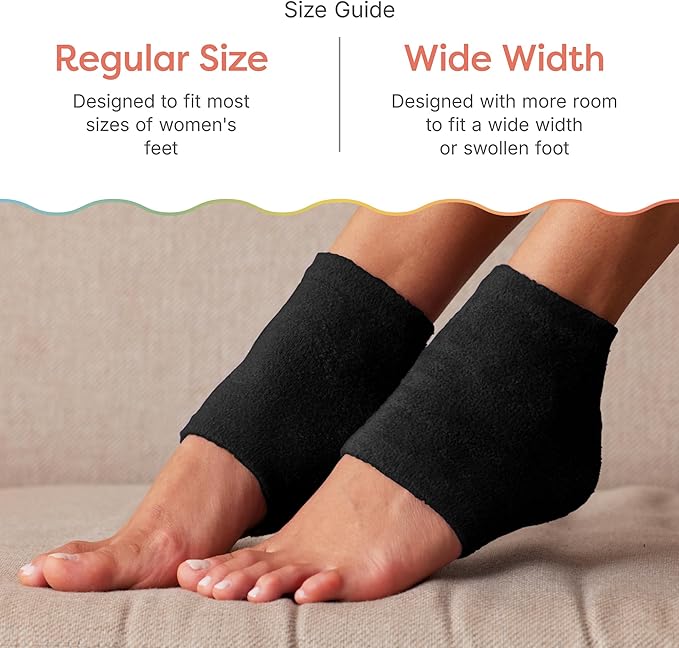ZenToes Moisturizing Socks for Cracked Heel Treatment - Vitamin E, Olive Oil and Jojoba Oil Infused Heel Socks to Soften and Hydrate (Fuzzy Black, Wide Width)