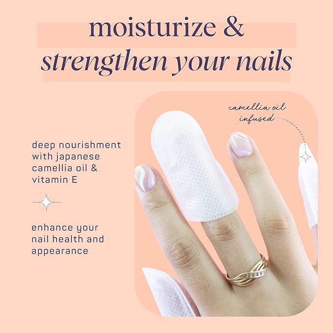 SpaLife Japanese Camellia Oil & Vitamin E Nail Cuticle Wrap 6-Pack (60 Count) - Moisturizing Nail Masks, Dermatologist Recommended, Hydrating Cuticle Repair Mask for Brittle Nails, Nail Spa Treatment