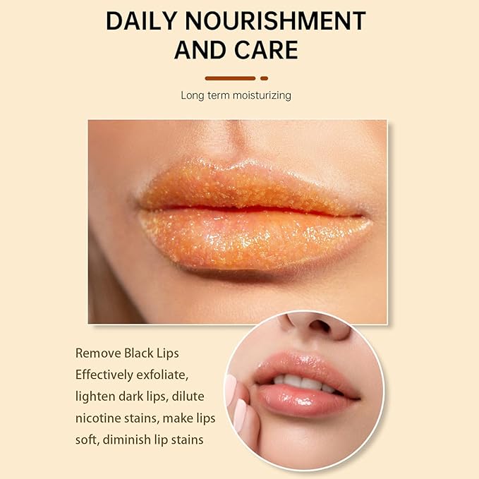 Natural Lip Scrub, Turmeric Lemon Lip Exfoliator Nourishing Sugar Lip Scrub with Aloe Vera Gentle Exfoliant for Dry and Chapped Lips Hydrates & Fade Lip Lines 50g