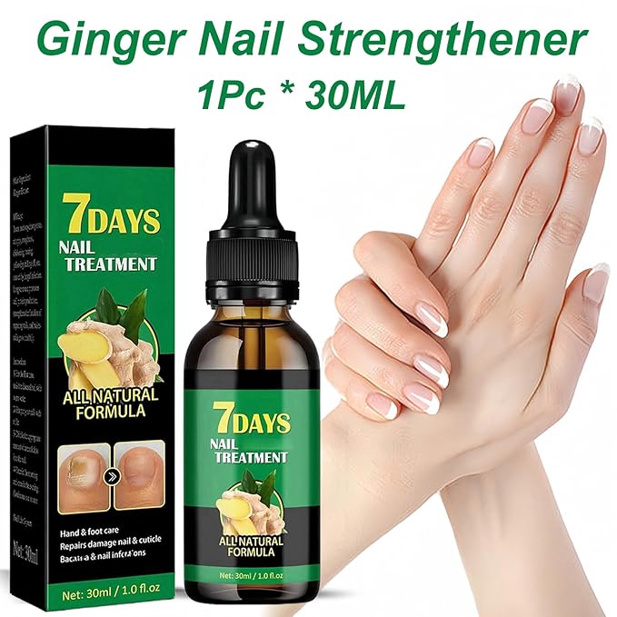 Ginger Nail Strengthener for Damaged Nails, 1Pc Treatment Oil, Ginger Nail Serum for Cracked Nails, Hand & Foot Strengthener, Fingernail Repair for Split Toenail, 30ML