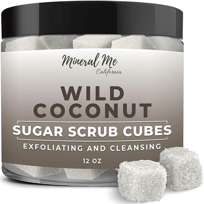 Body Scrub Exfoliator - 12oz COCONUT Sugar scrub cubes w/Mango Butter & Shea butter- Ultra Hydrating & Moisturizing - Natural & Organic for all body exfoliation- For hands, arms legs, elbow & foot
